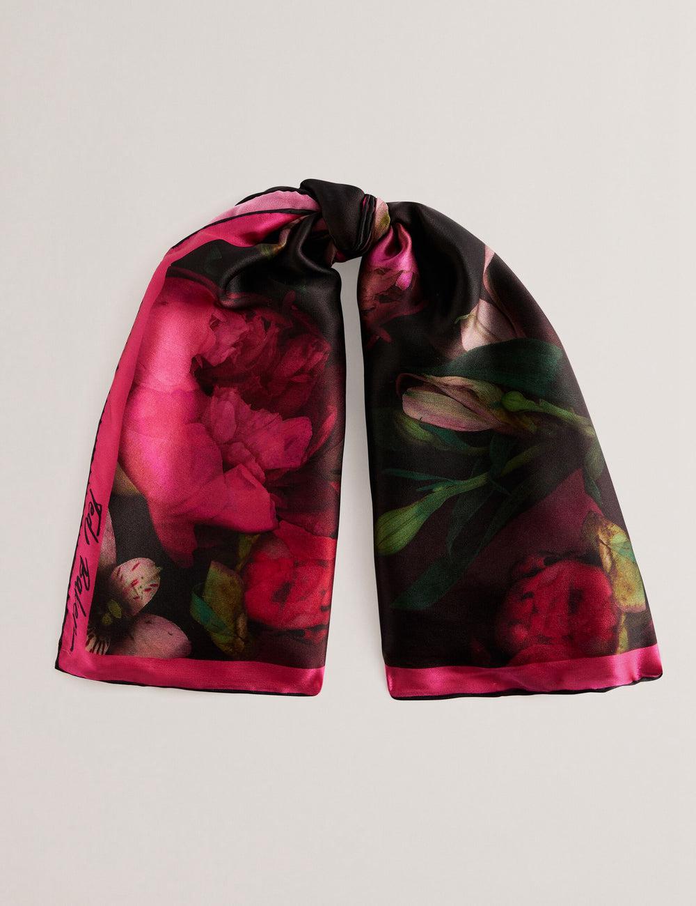 Echarpes Ted Baker LEEEAA - Printed Silk Satin Square Femme Noir | Paris  57029-OCJG