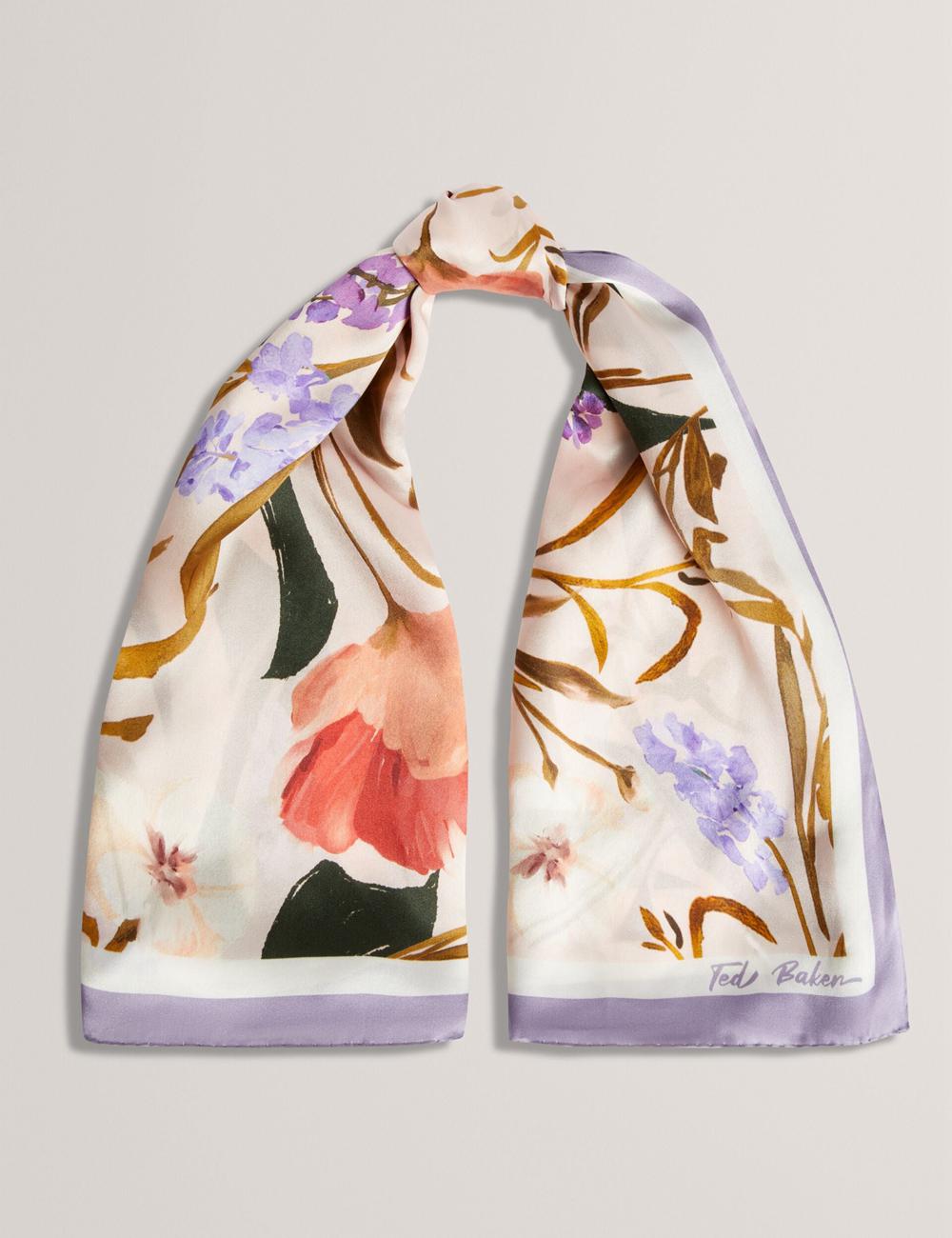 Echarpes Ted Baker NICLAE - Painted Floral Print Square Silk Femme Rose | Paris  06249-OSWQ