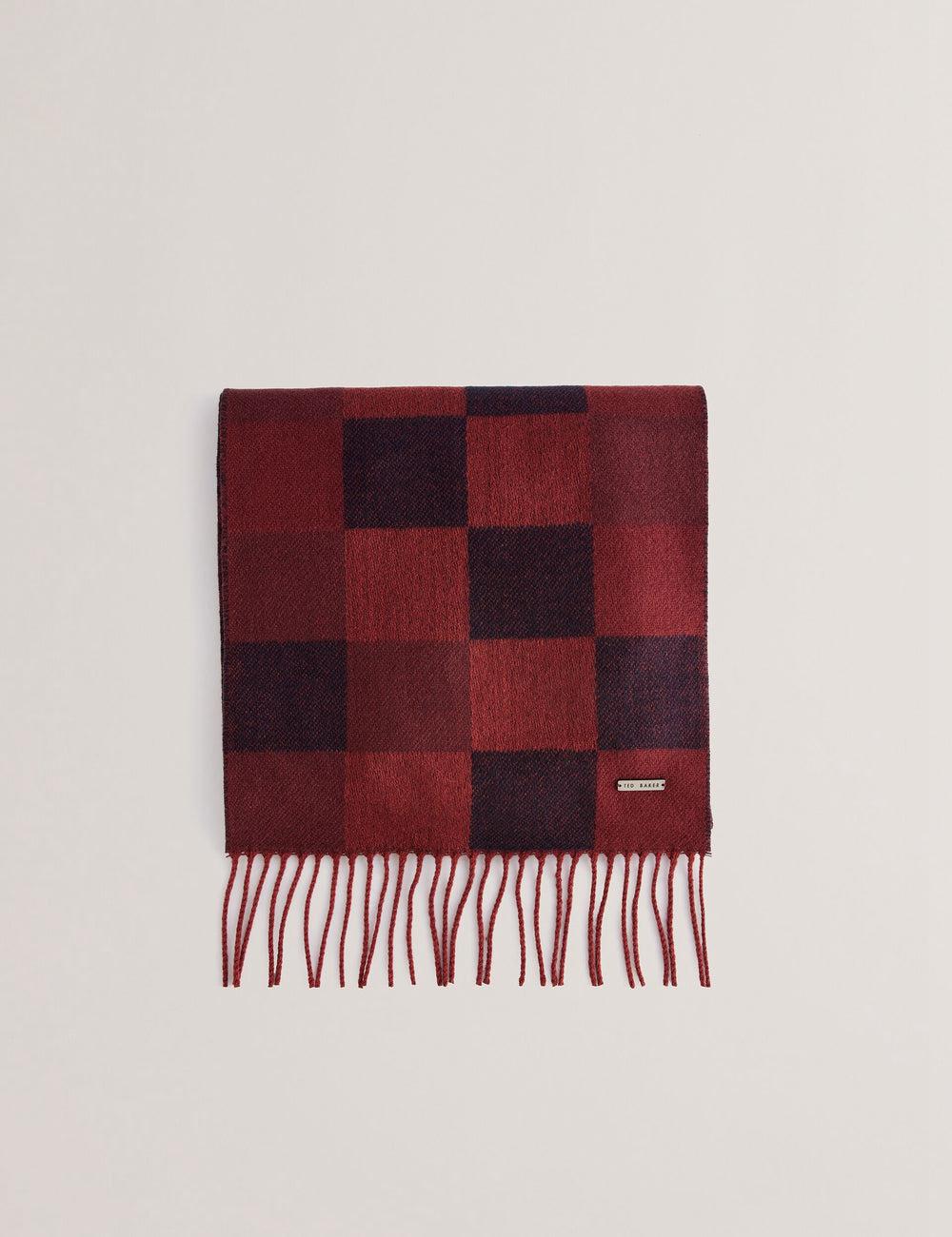 Echarpes Ted Baker PETERRR - Block Check With Fringe Trim Woven Homme Oxblood | Paris  56094-LSFW