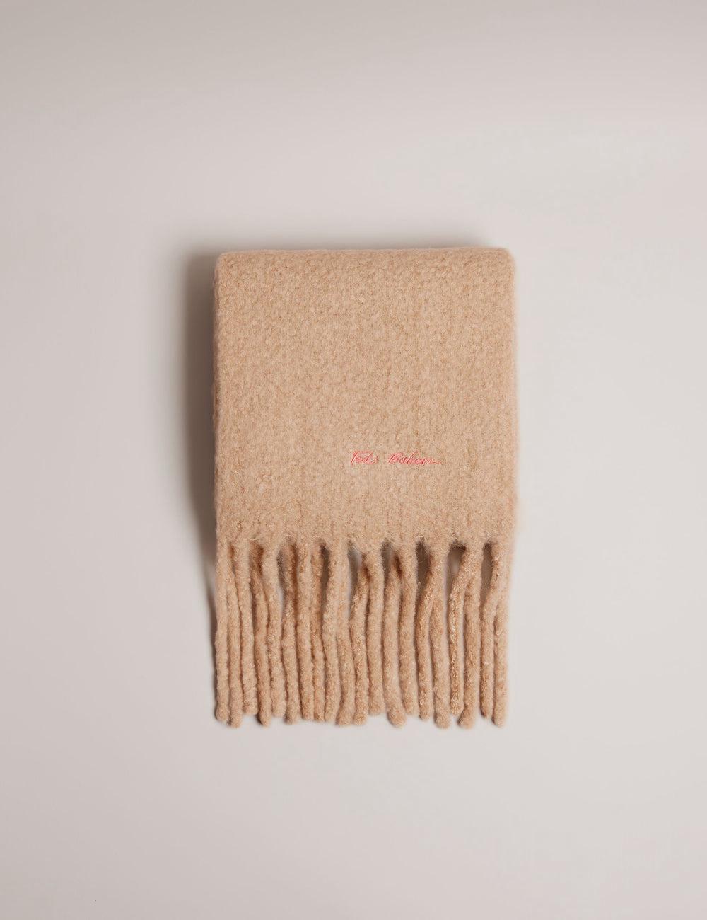 Echarpes Ted Baker SHELMAS - Fluffy Wool Blend Blanket Knitted Femme Taupe | Paris  74891-ZNYC
