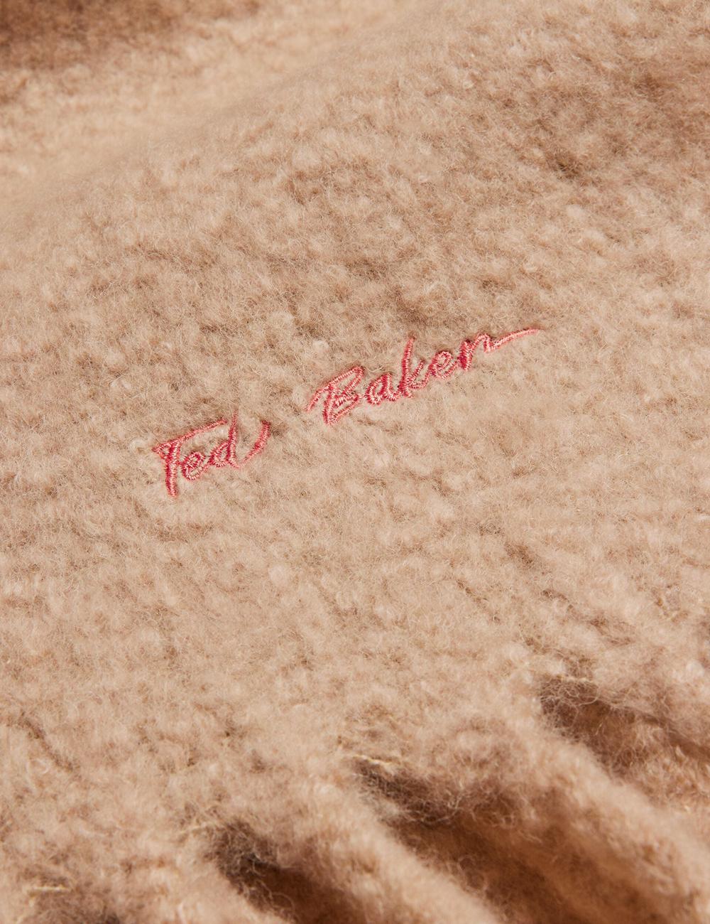 Echarpes Ted Baker SHELMAS - Fluffy Wool Blend Blanket Knitted Femme Taupe | Paris  74891-ZNYC