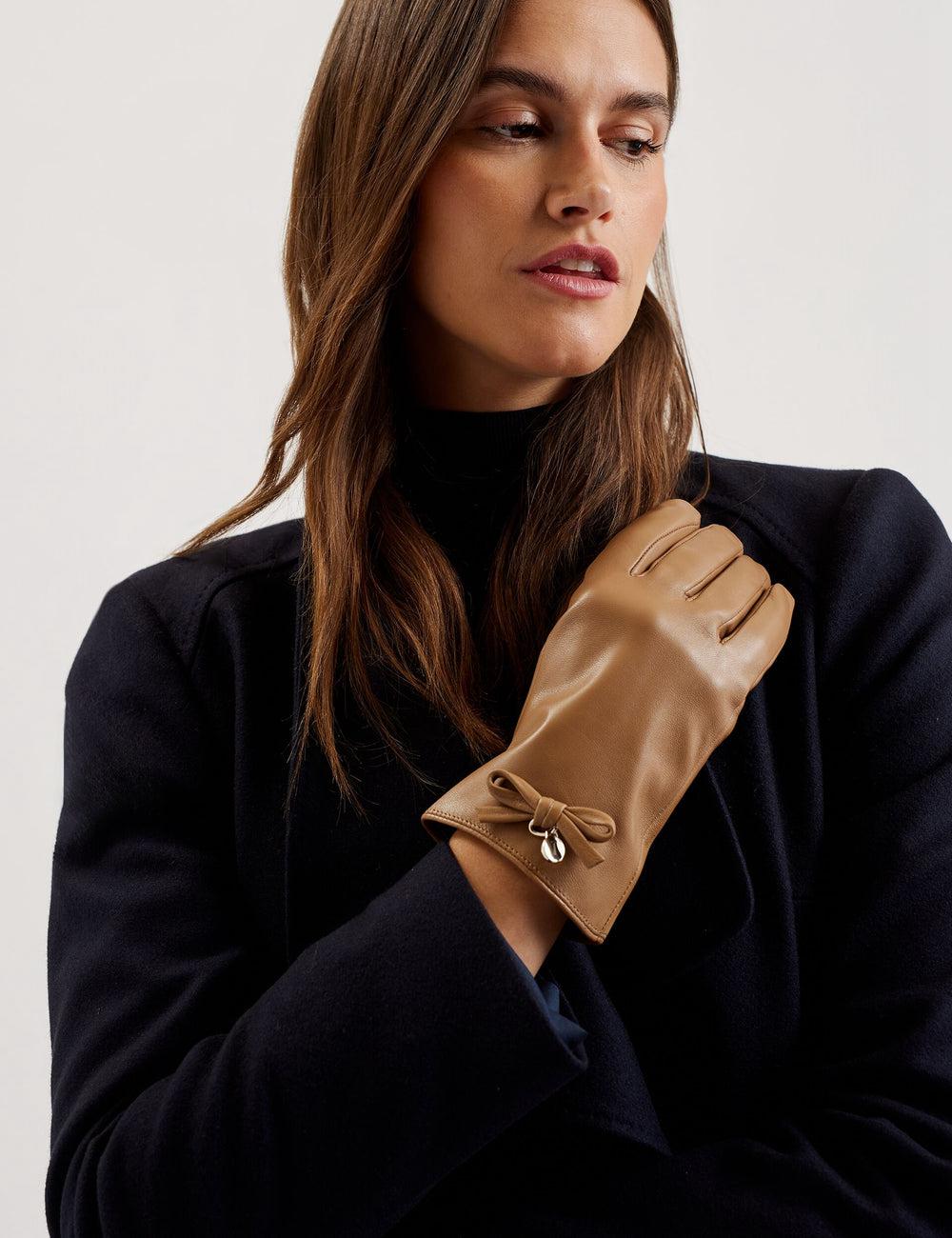 Gant Ted Baker SHERYYS - Bow Detail Soft Leather Femme Camel | Paris  63475-MZPG