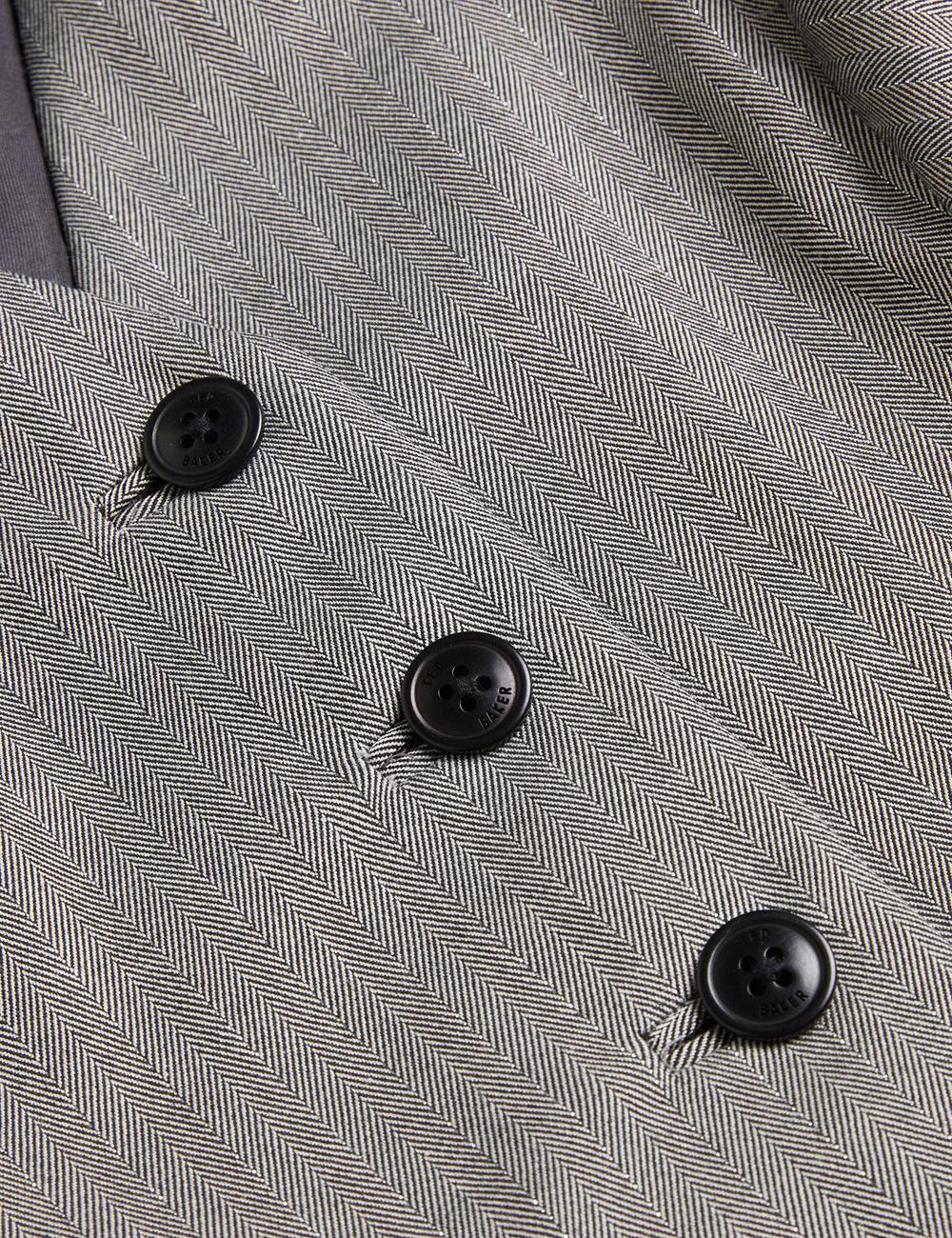 Gilet De Costume Ted Baker KOAW - Herringbone Single Breasted Femme Grise | Paris  01894-FZMP
