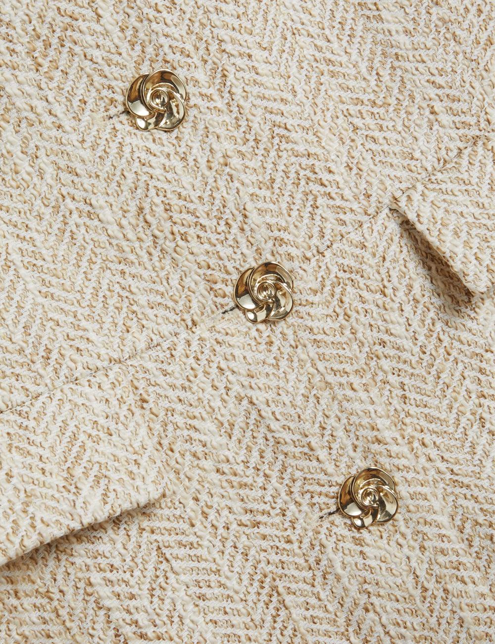 Gilet De Costume Ted Baker VULPAW - Boucle Herringbone Fitted Femme Ivory | Paris  17452-FXPG