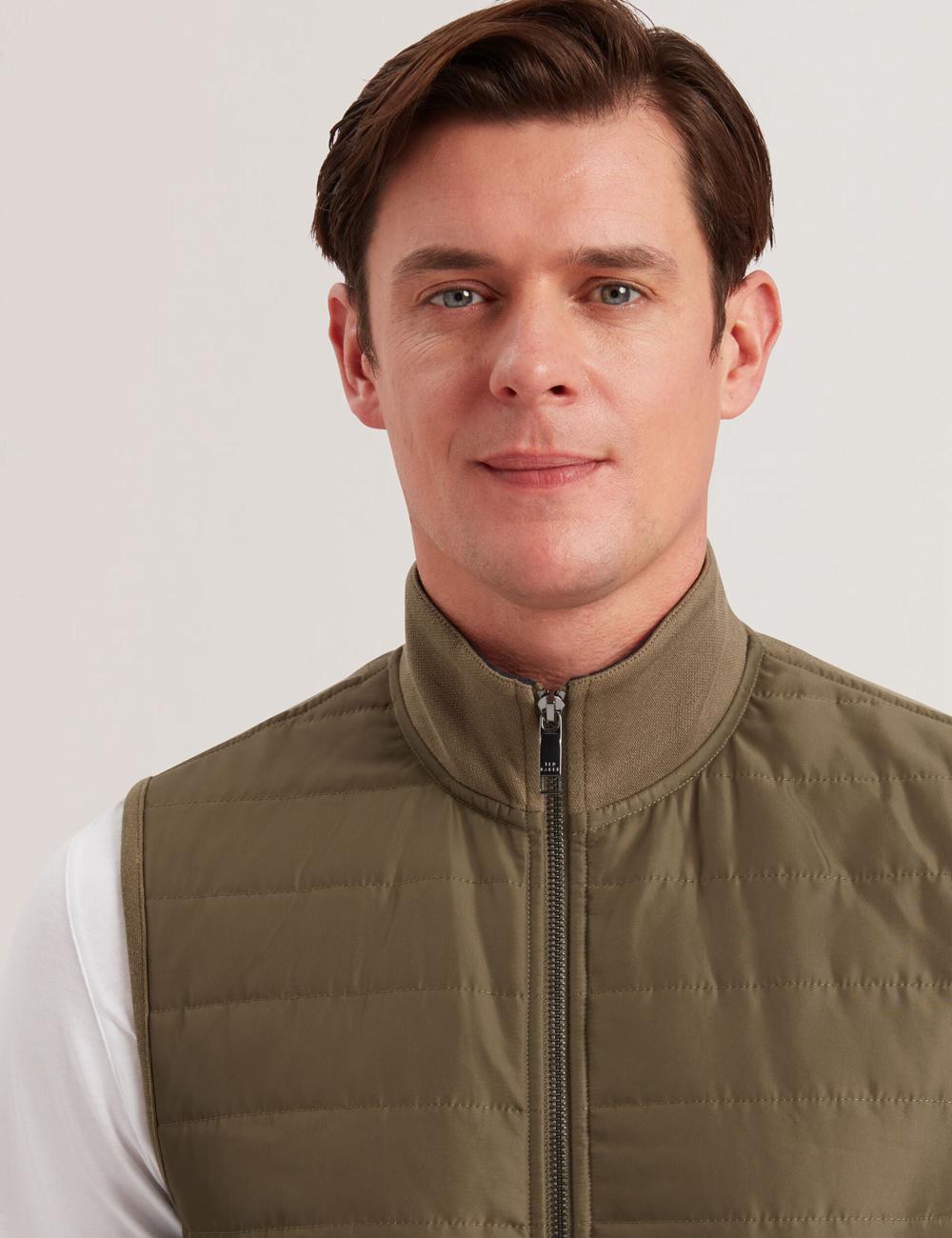 Gillets Ted Baker ATHO - Quilted Funnel Neck Zip-Up Homme Vert Olive | Paris  29153-GPZJ