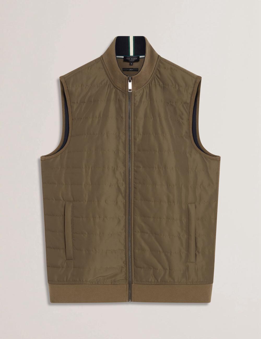 Gillets Ted Baker ATHO - Quilted Funnel Neck Zip-Up Homme Vert Olive | Paris  29153-GPZJ
