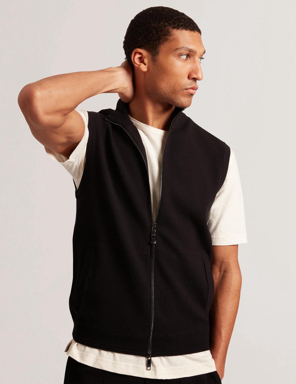 Gillets Ted Baker TERINCE - Zip-Through Funnel Neck Homme Noir | Paris  81346-FHJO