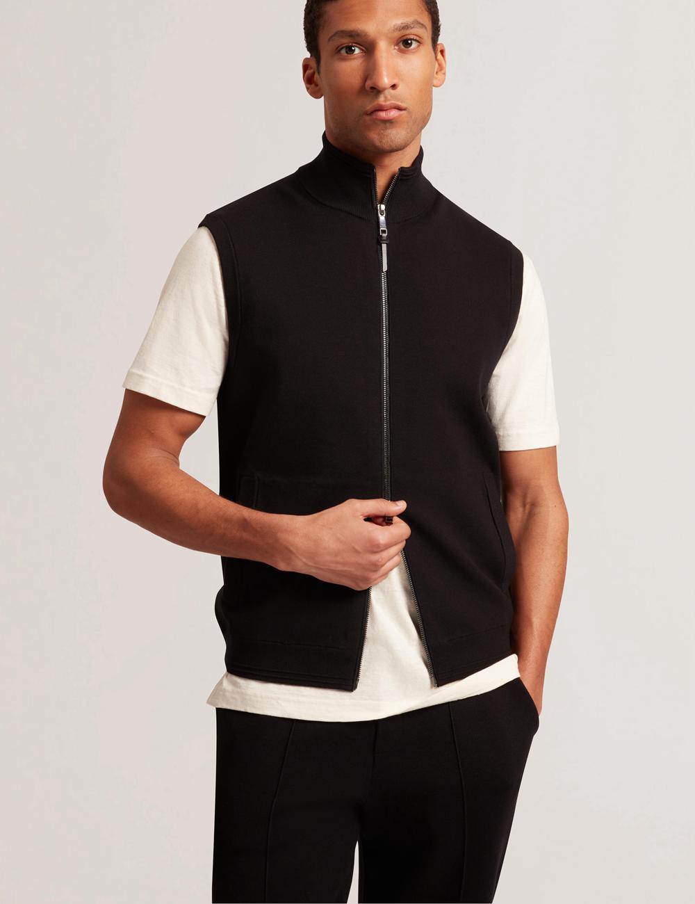 Gillets Ted Baker TERINCE - Zip-Through Funnel Neck Homme Noir | Paris  81346-FHJO