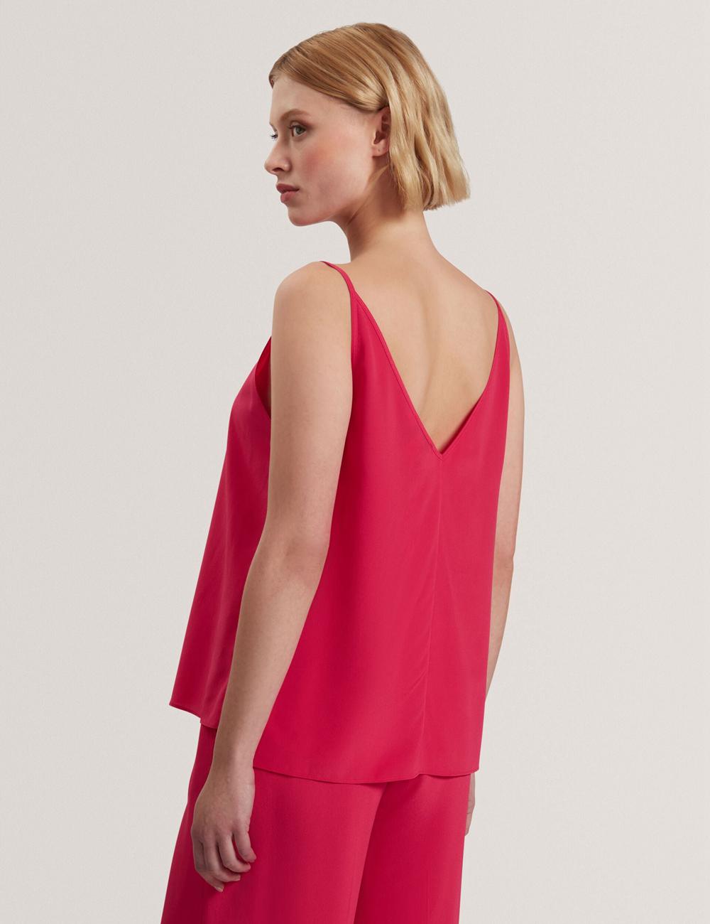 Hauts Ted Baker CADASA - Pure Silk Scoop Neck Cami Femme Fushia | Paris  59710-CTBQ