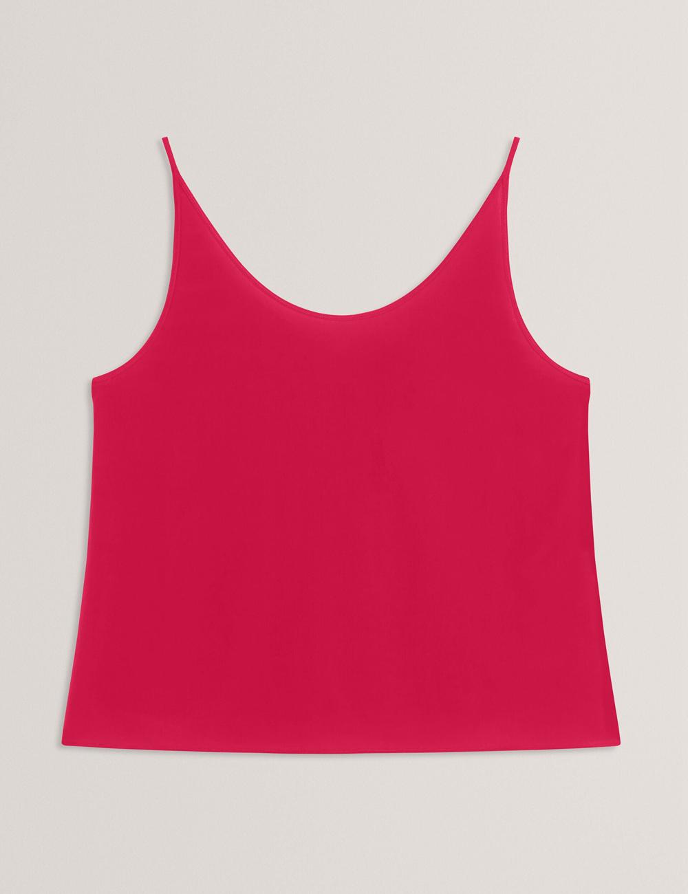 Hauts Ted Baker CADASA - Pure Silk Scoop Neck Cami Femme Fushia | Paris  59710-CTBQ