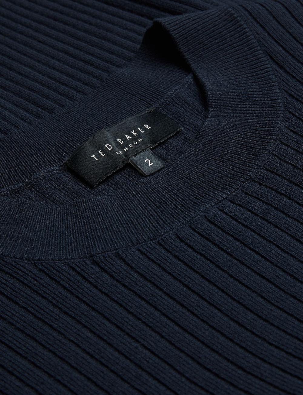 Hauts Ted Baker ELLIHAA - Ribbed Knit Half Sleeve Femme Bleu Marine | Paris  64391-WZKY