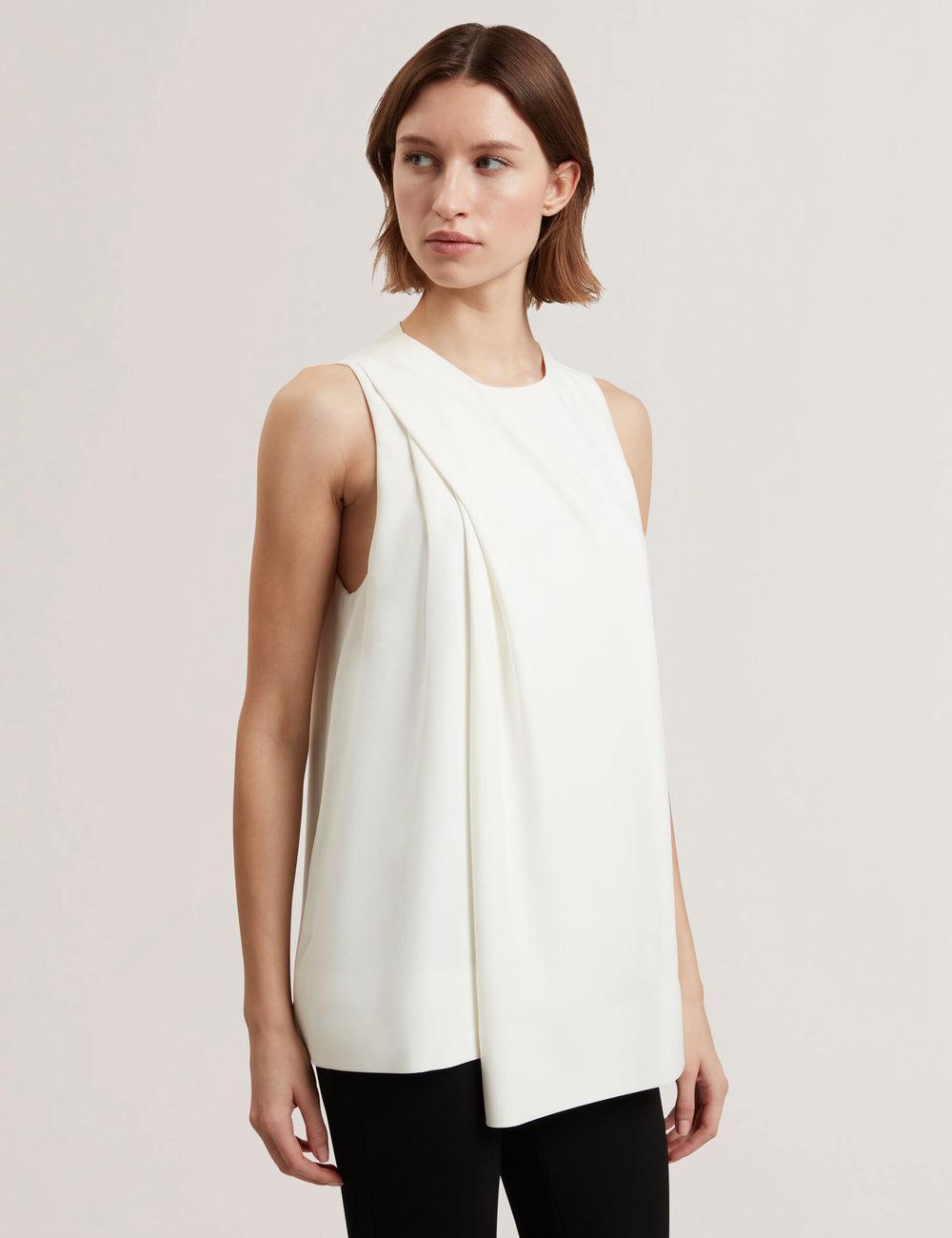 Hauts Ted Baker ICANA - Draped Front Asymmetric Sleeveless Femme Ivory | Paris  83210-UMEX