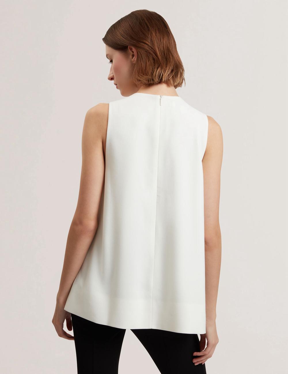 Hauts Ted Baker ICANA - Draped Front Asymmetric Sleeveless Femme Ivory | Paris  83210-UMEX