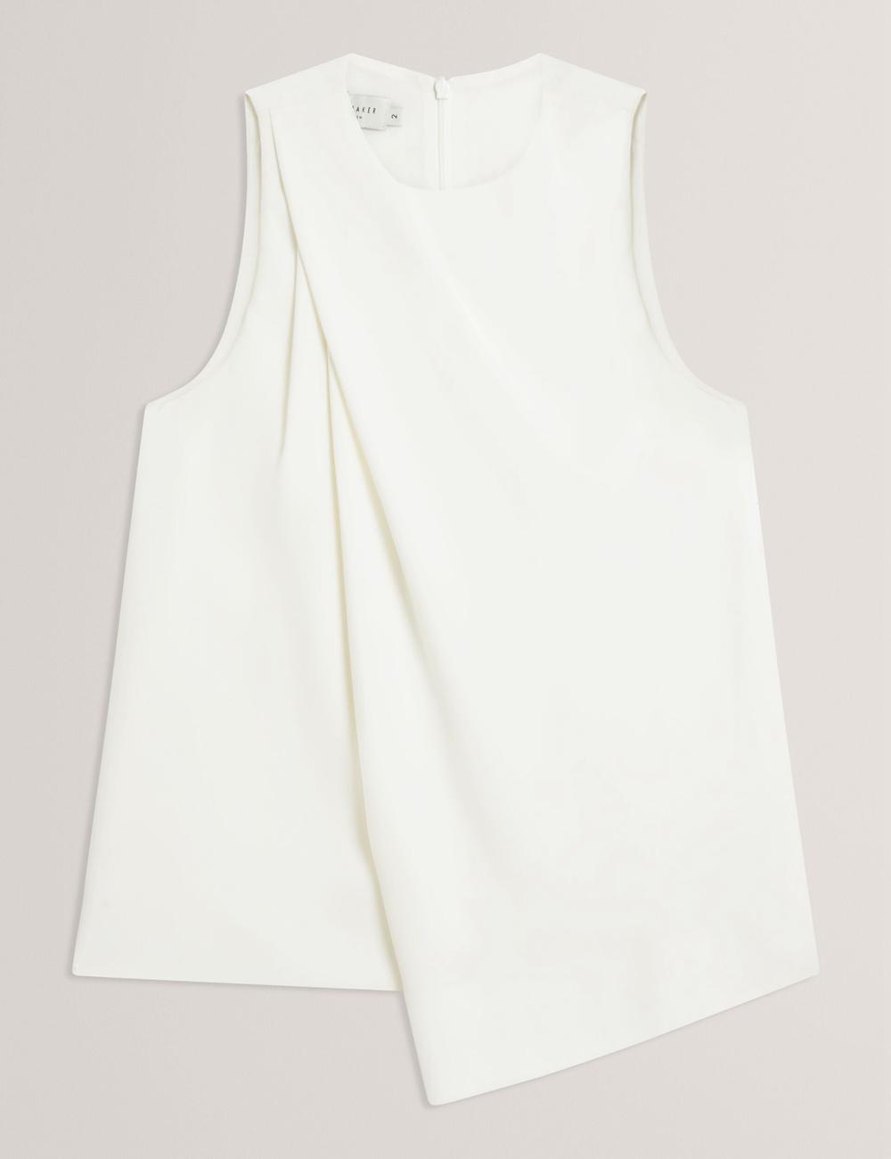 Hauts Ted Baker ICANA - Draped Front Asymmetric Sleeveless Femme Ivory | Paris  83210-UMEX