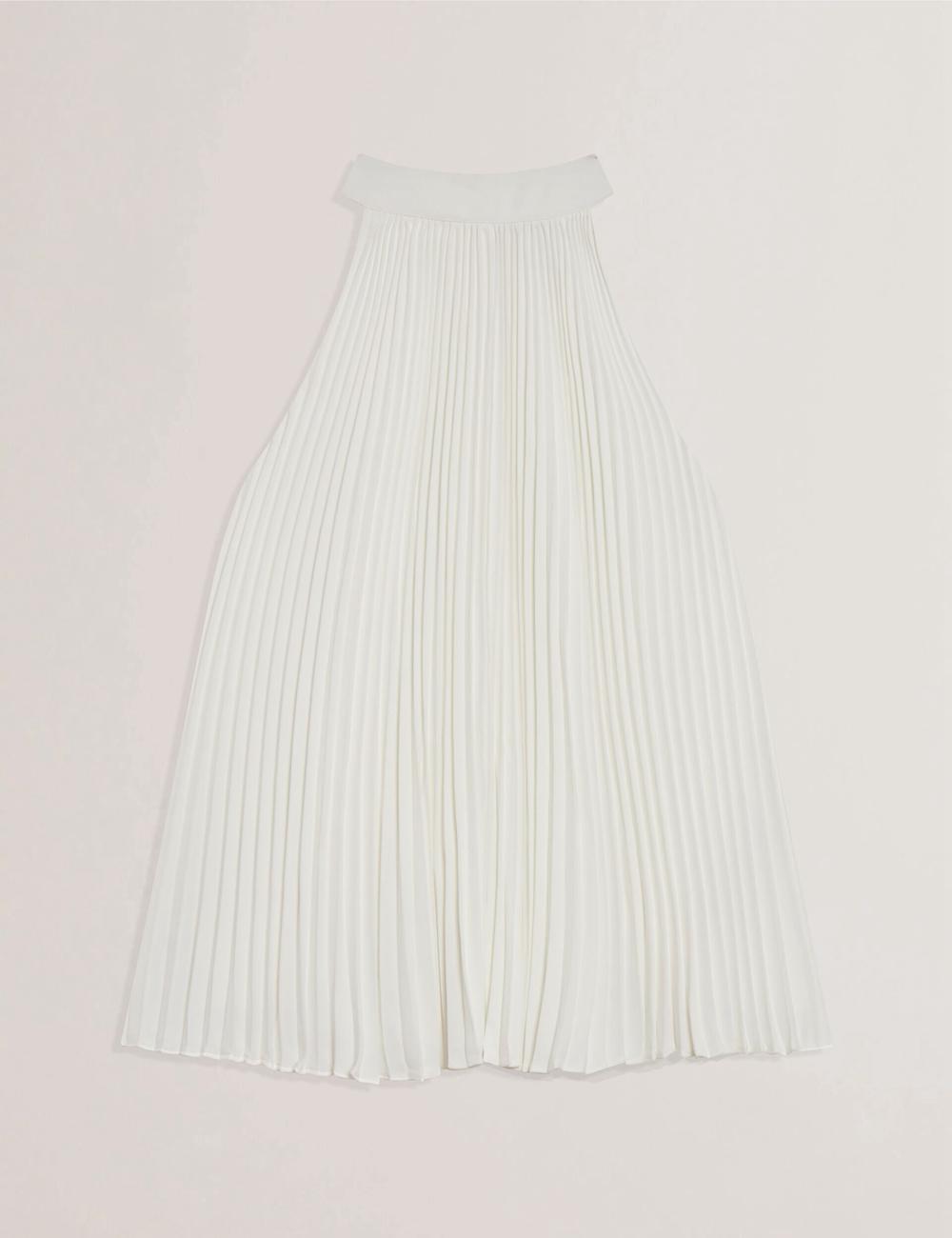 Hauts Ted Baker JAMAYA - High Halter Neck Pleated Sleeveless Femme Ivory | Paris  51078-LHOW