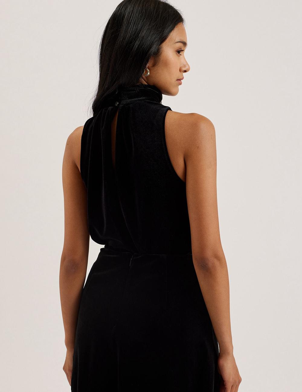 Hauts Ted Baker NALIAS - Velvet High Cowl Neck Sleeveless Femme Noir | Paris  76980-ZHMW