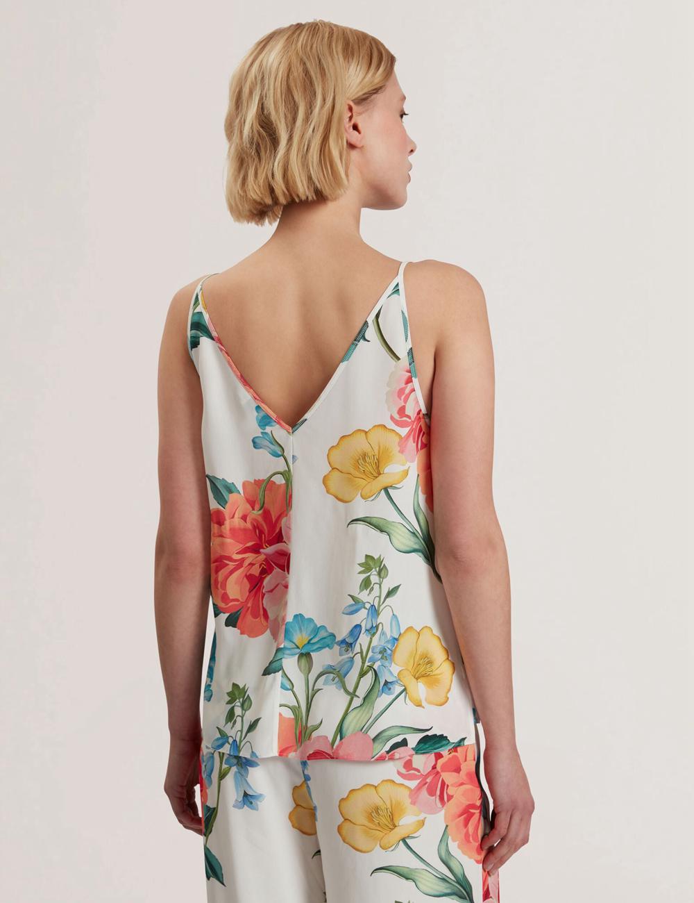 Hauts Ted Baker PURRLA - Floral Print Scoop Neck Sleeveless Femme Blanche | Paris  68207-DNOZ