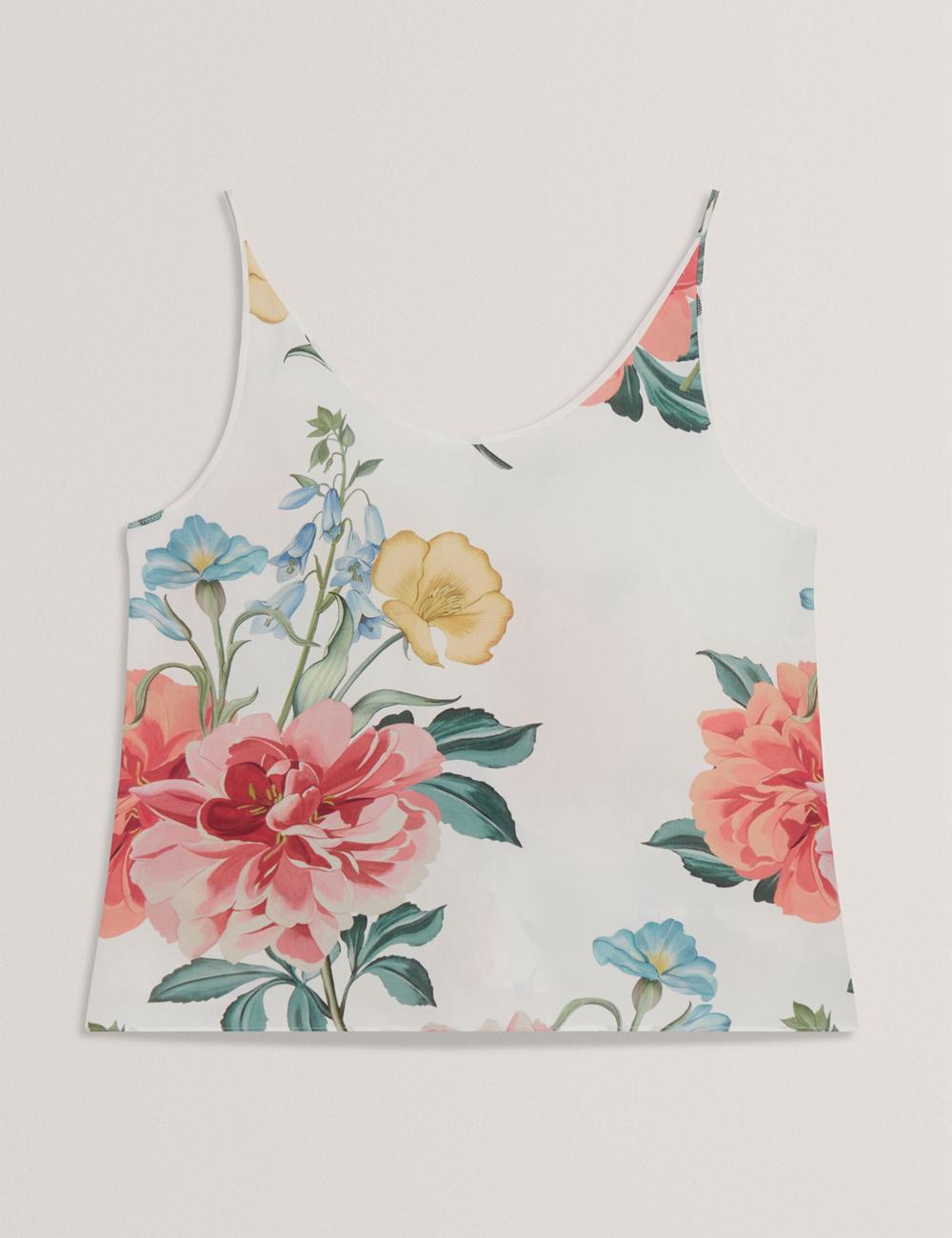 Hauts Ted Baker PURRLA - Floral Print Scoop Neck Sleeveless Femme Blanche | Paris  68207-DNOZ