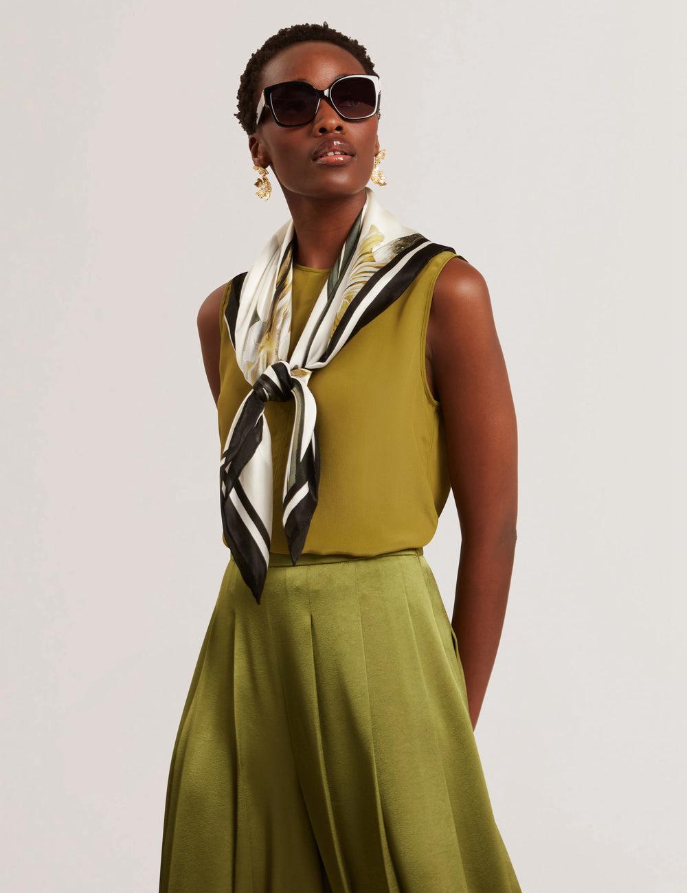 Hauts Ted Baker SHAMRA - Silk Blend Seam Detail Femme Vert | Paris  31657-YPJD
