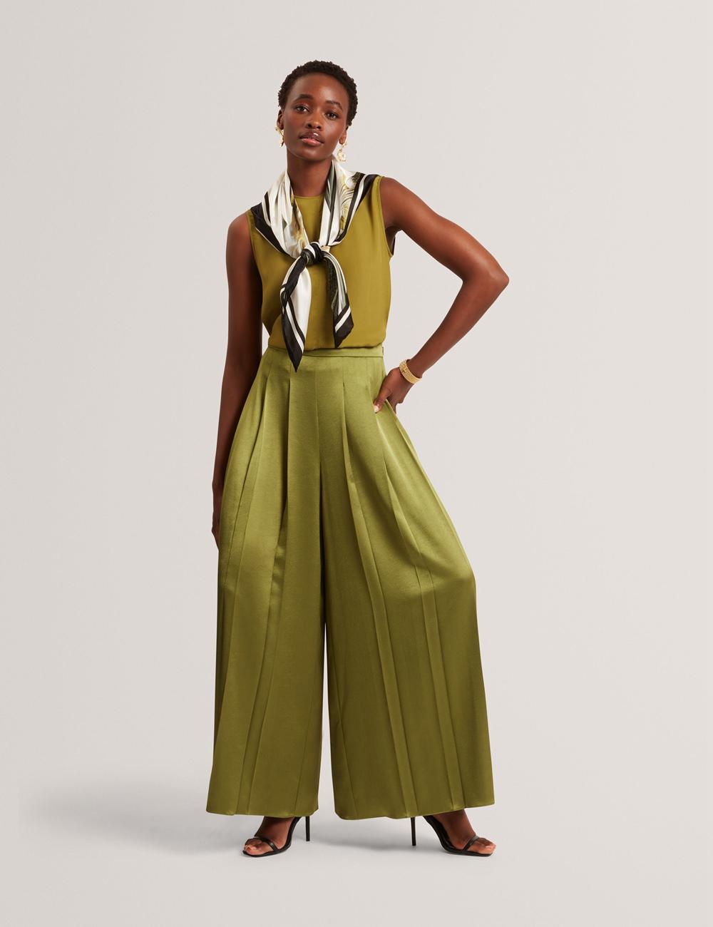Hauts Ted Baker SHAMRA - Silk Blend Seam Detail Femme Vert | Paris  31657-YPJD