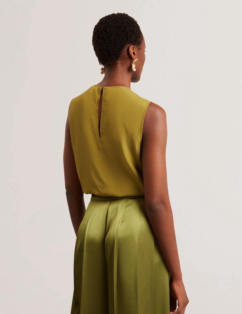 Hauts Ted Baker SHAMRA - Silk Blend Seam Detail Femme Vert | Paris  31657-YPJD