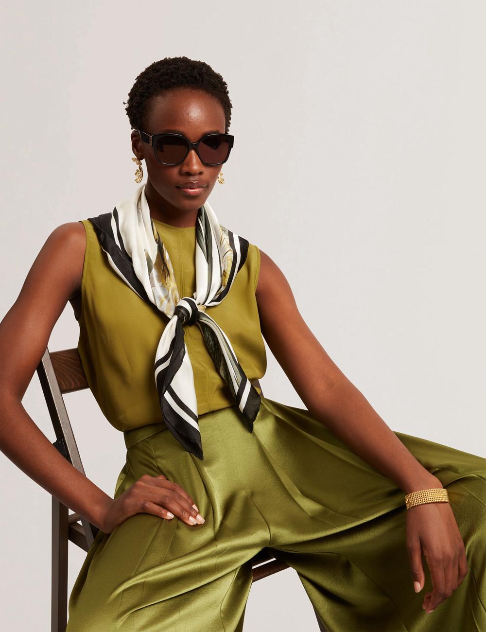 Hauts Ted Baker SHAMRA - Silk Blend Seam Detail Femme Vert | Paris  31657-YPJD