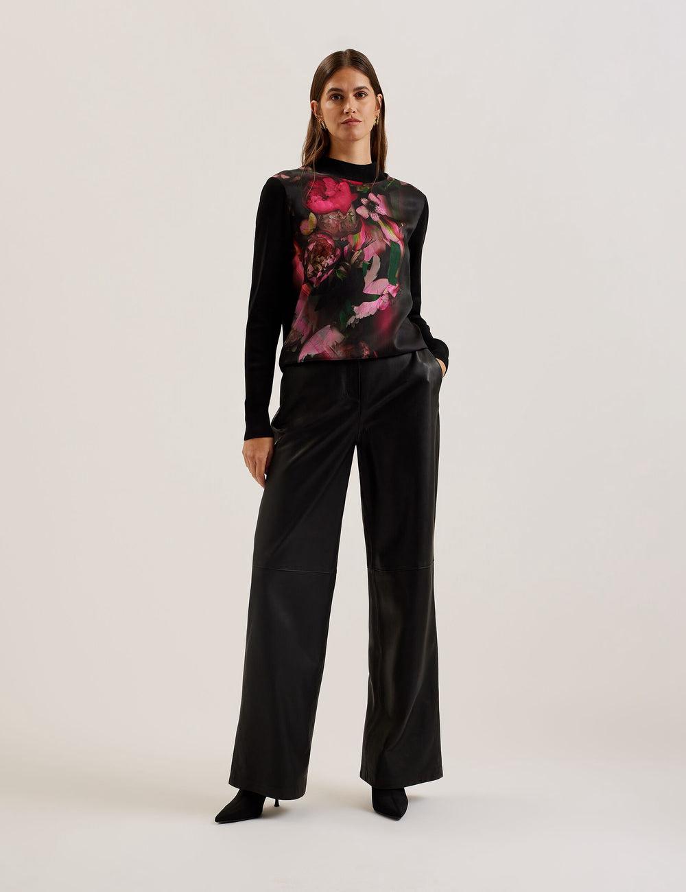 Hauts Ted Baker TABITHR - Printed Panel Long Sleeve Knit Femme Noir | Paris  75698-TEXA