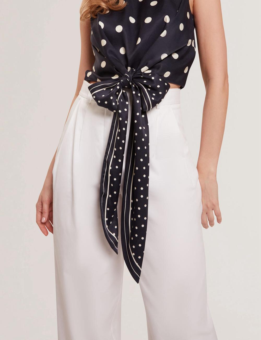 Hauts Ted Baker VEIRAA - Polka Dot Front Sleeveless Crop Femme Bleu Marine | Paris  16059-PFDL