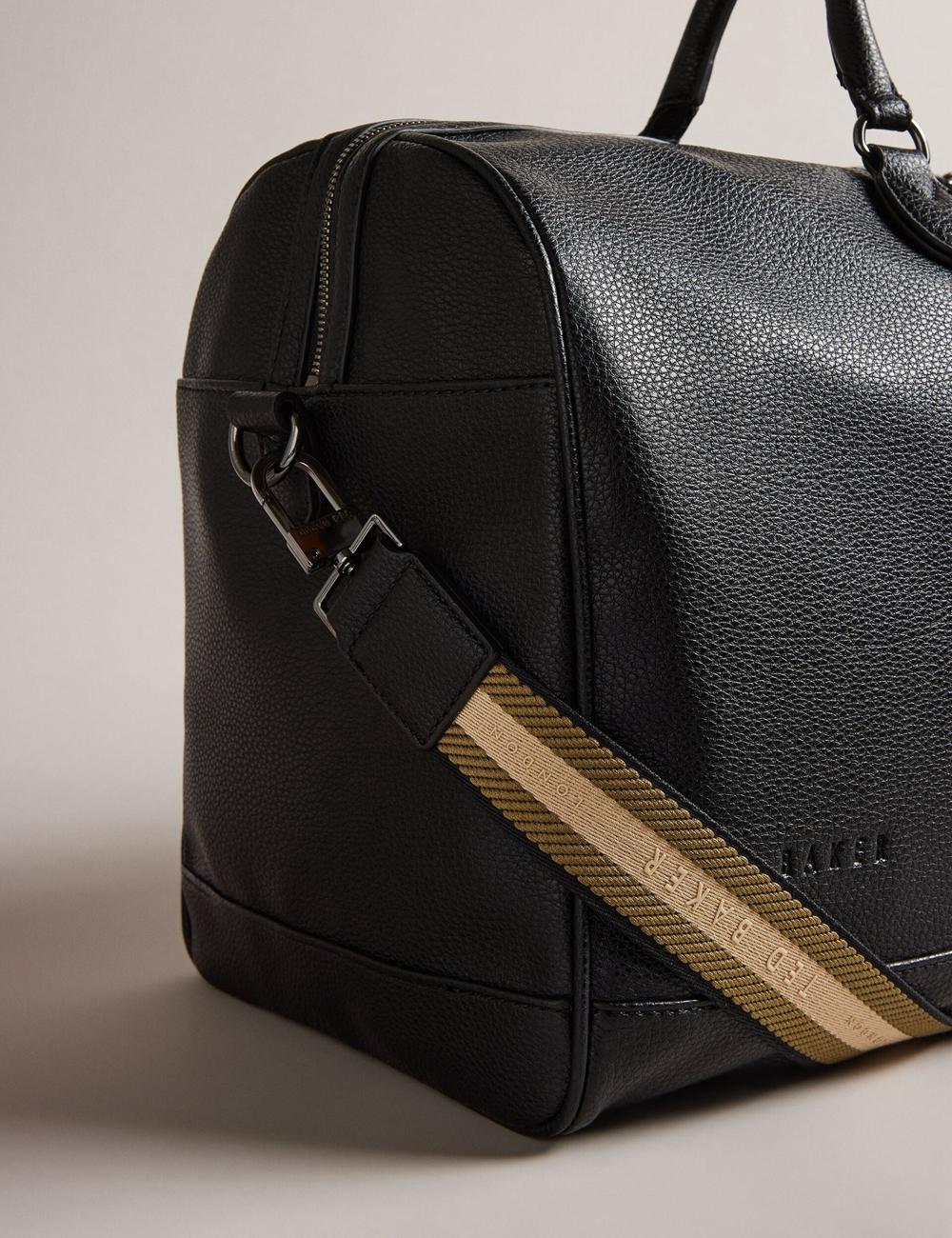 Holdall Bags Ted Baker KALVIN - Webbing Faux Leather Homme Noir | Paris  93148-ZYOL