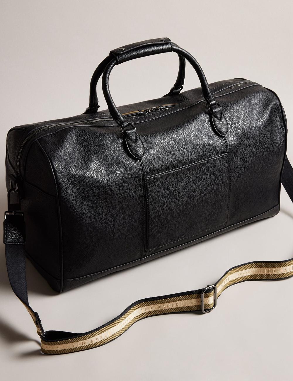 Holdall Bags Ted Baker KALVIN - Webbing Faux Leather Homme Noir | Paris  93148-ZYOL