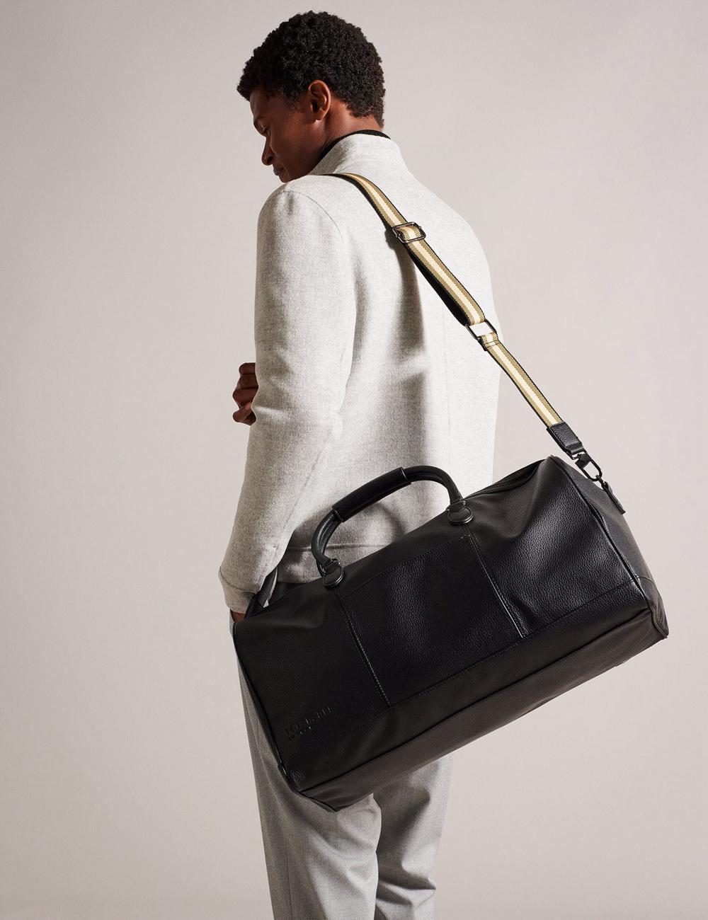 Holdall Bags Ted Baker KALVIN - Webbing Faux Leather Homme Noir | Paris  93148-ZYOL
