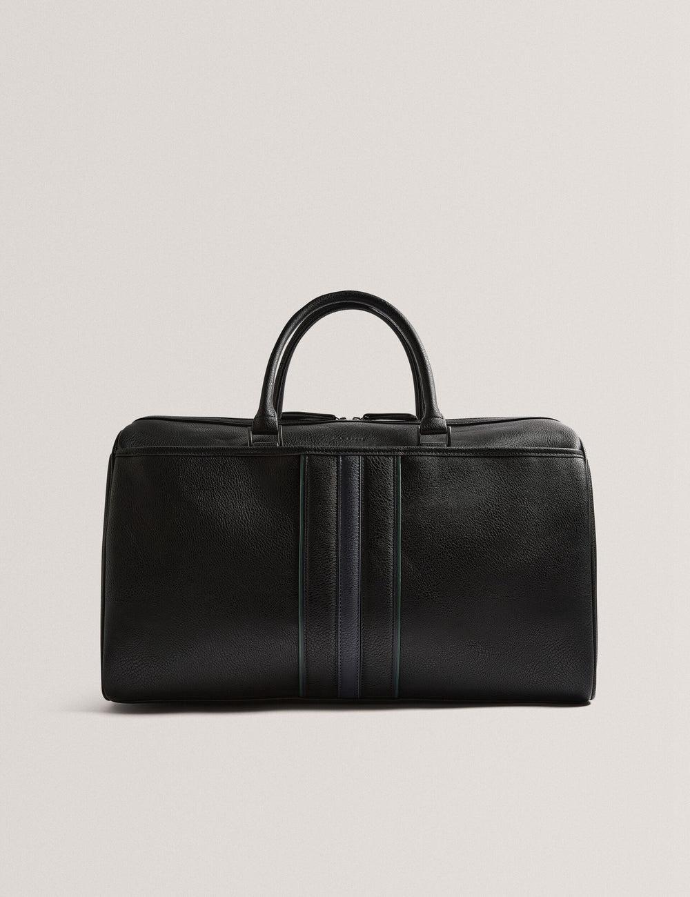 Holdall Bags Ted Baker KELVIN - Striped Panel Faux Leather Homme Noir | Paris  80195-XFDZ