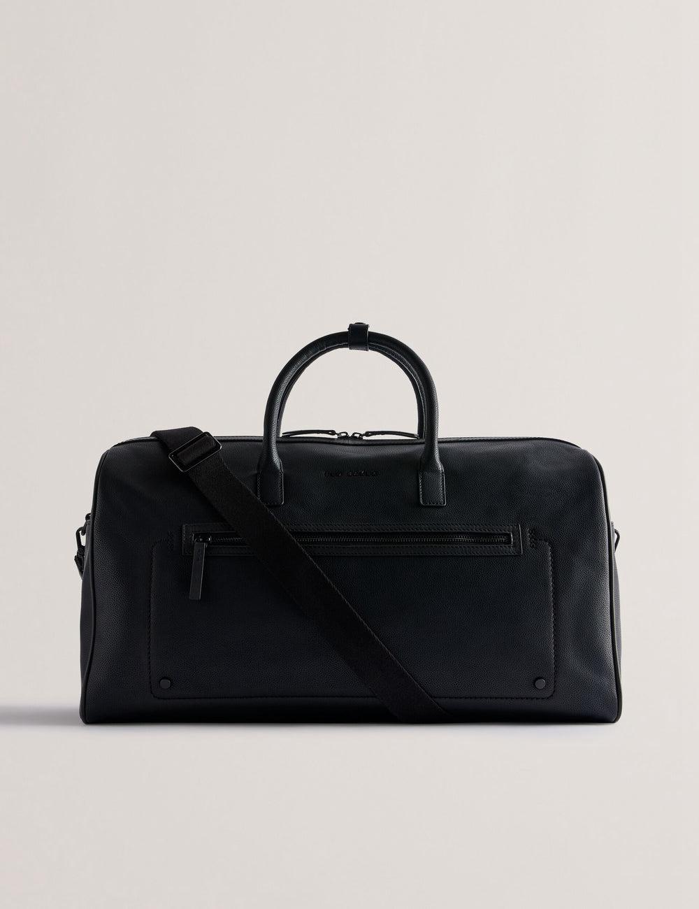 Holdall Bags Ted Baker LANDERS - Textured Leather Zip Pocket Homme Noir | Paris  14708-TCSO