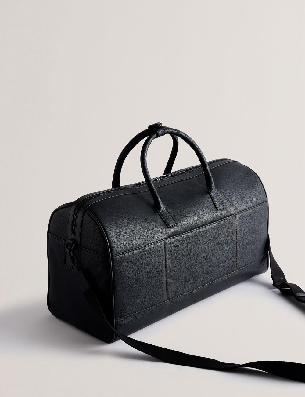 Holdall Bags Ted Baker LANDERS - Textured Leather Zip Pocket Homme Noir | Paris  14708-TCSO