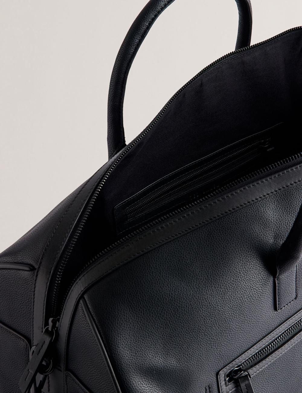 Holdall Bags Ted Baker LANDERS - Textured Leather Zip Pocket Homme Noir | Paris  14708-TCSO