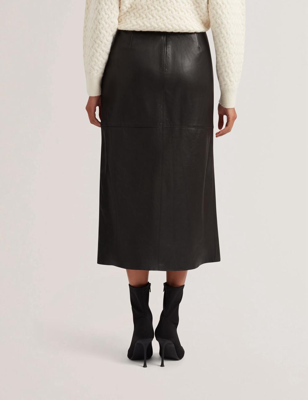 Jupes Ted Baker AOTO - Leather Pencil With Seam Detail Femme Noir | Paris  59628-VLXO