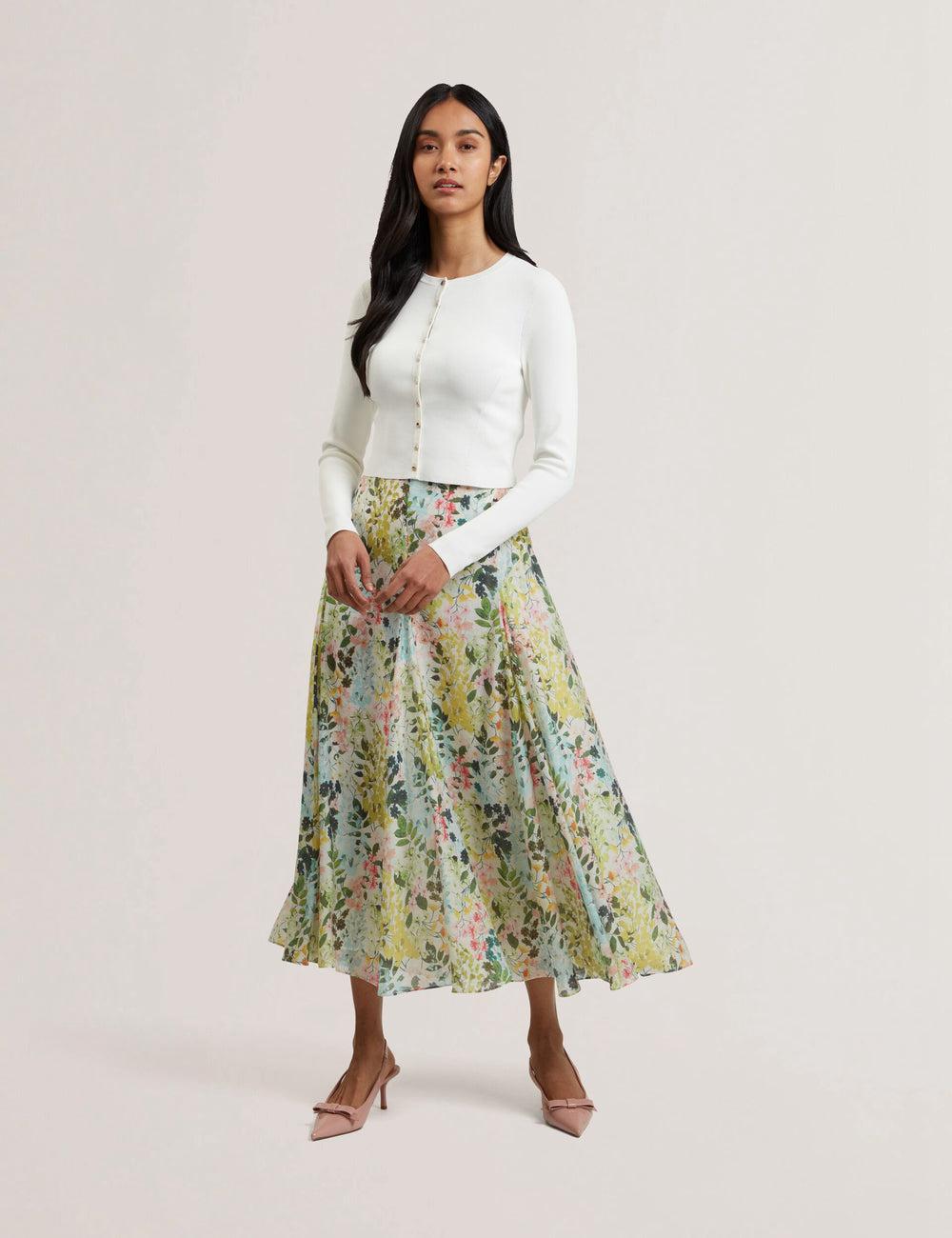 Jupes Ted Baker AZULLA - Floral A-Line Woven Femme Ivory | Paris  20563-UYLT