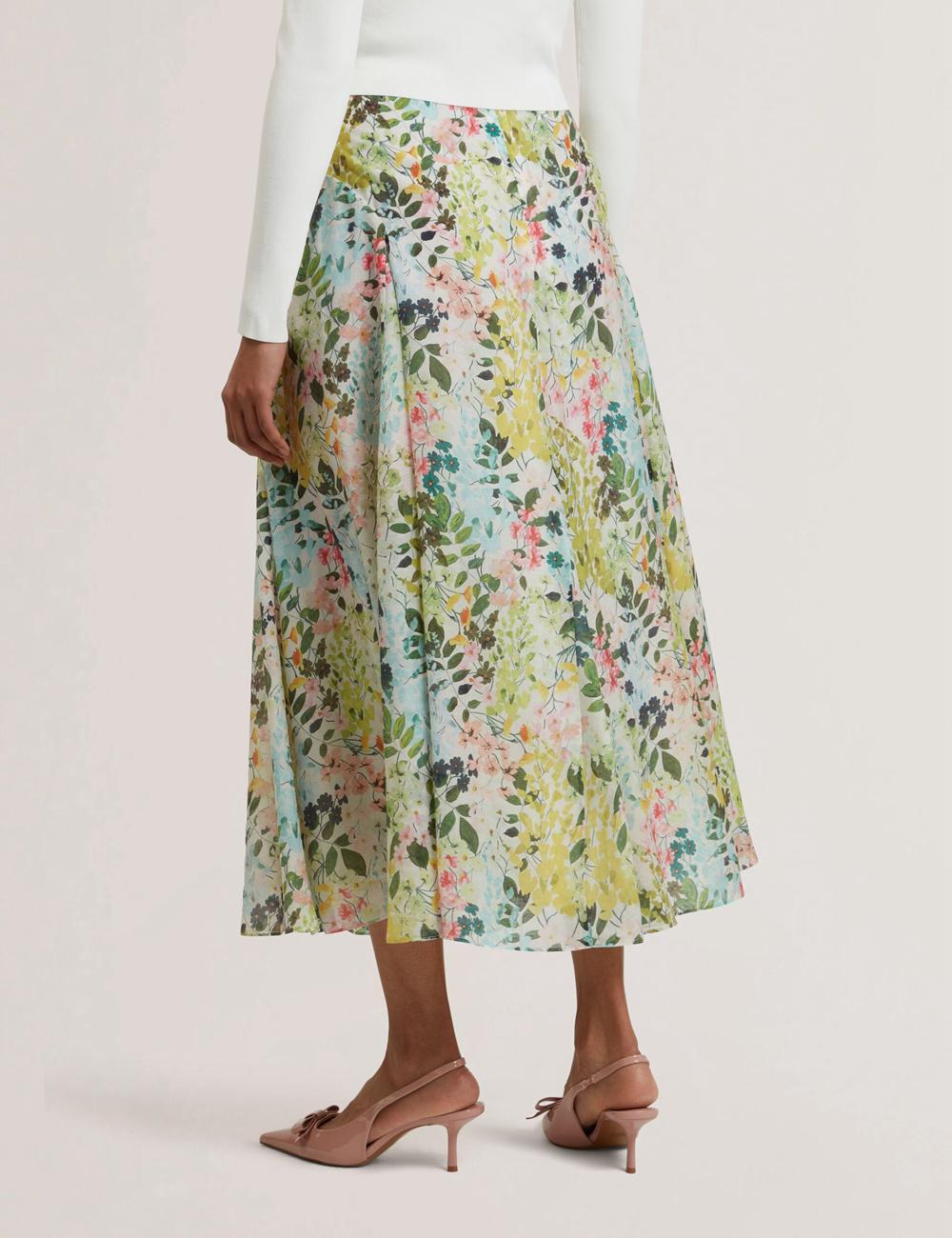 Jupes Ted Baker AZULLA - Floral A-Line Woven Femme Ivory | Paris  20563-UYLT
