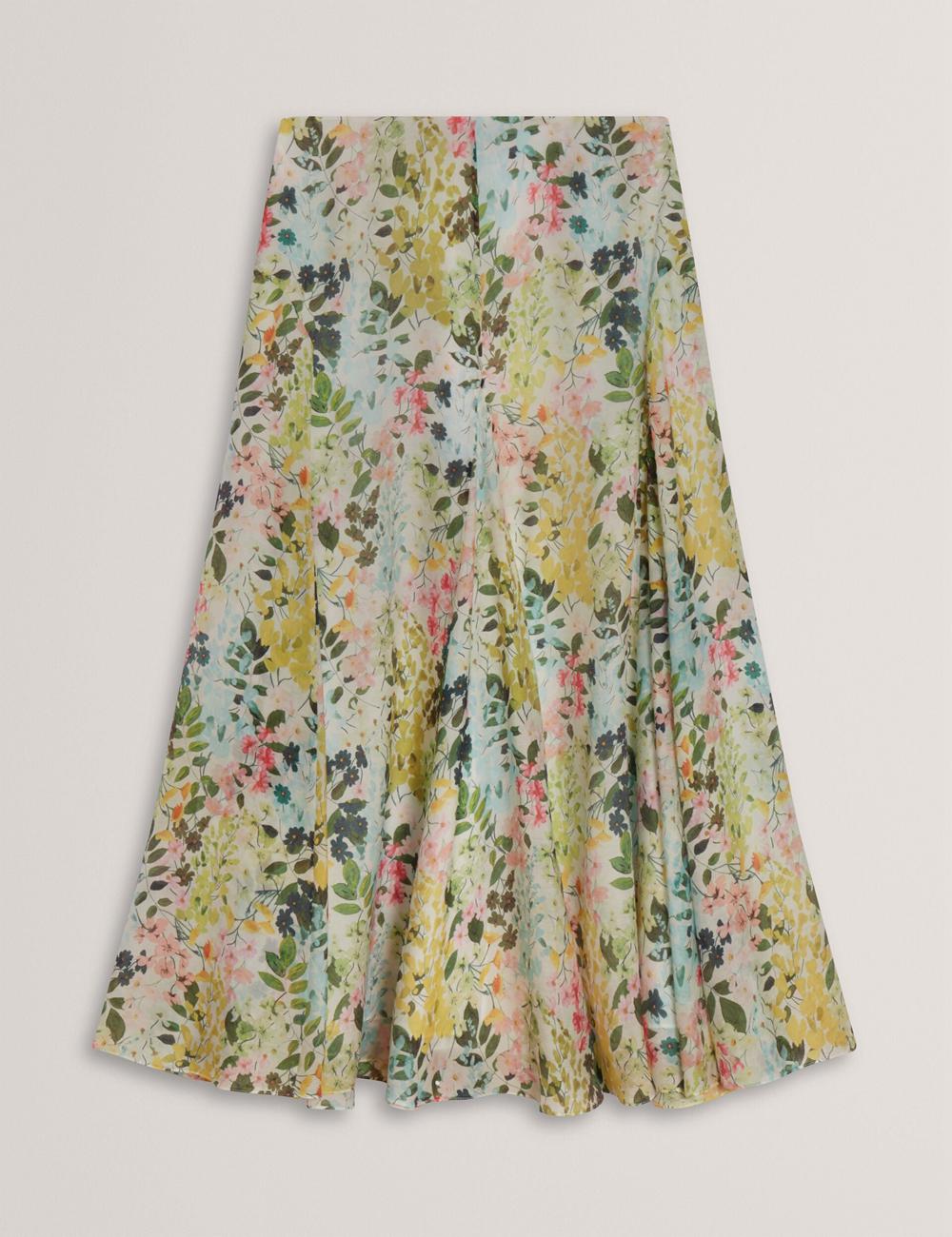 Jupes Ted Baker AZULLA - Floral A-Line Woven Femme Ivory | Paris  20563-UYLT