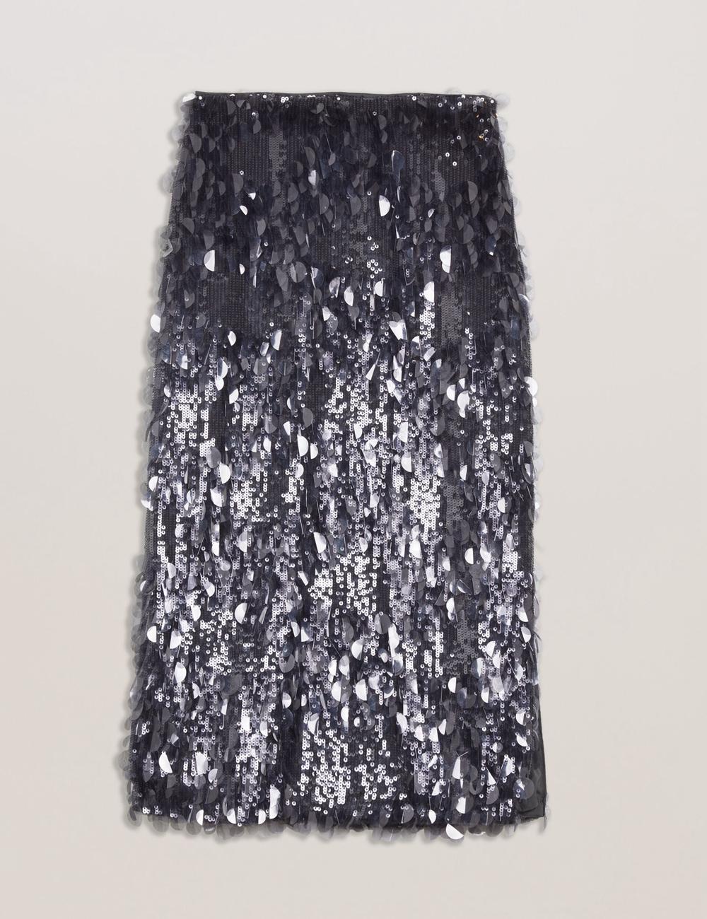 Jupes Ted Baker DORIDA - Mixed Sequin With Slit Femme Grise | Paris  95213-VEGN