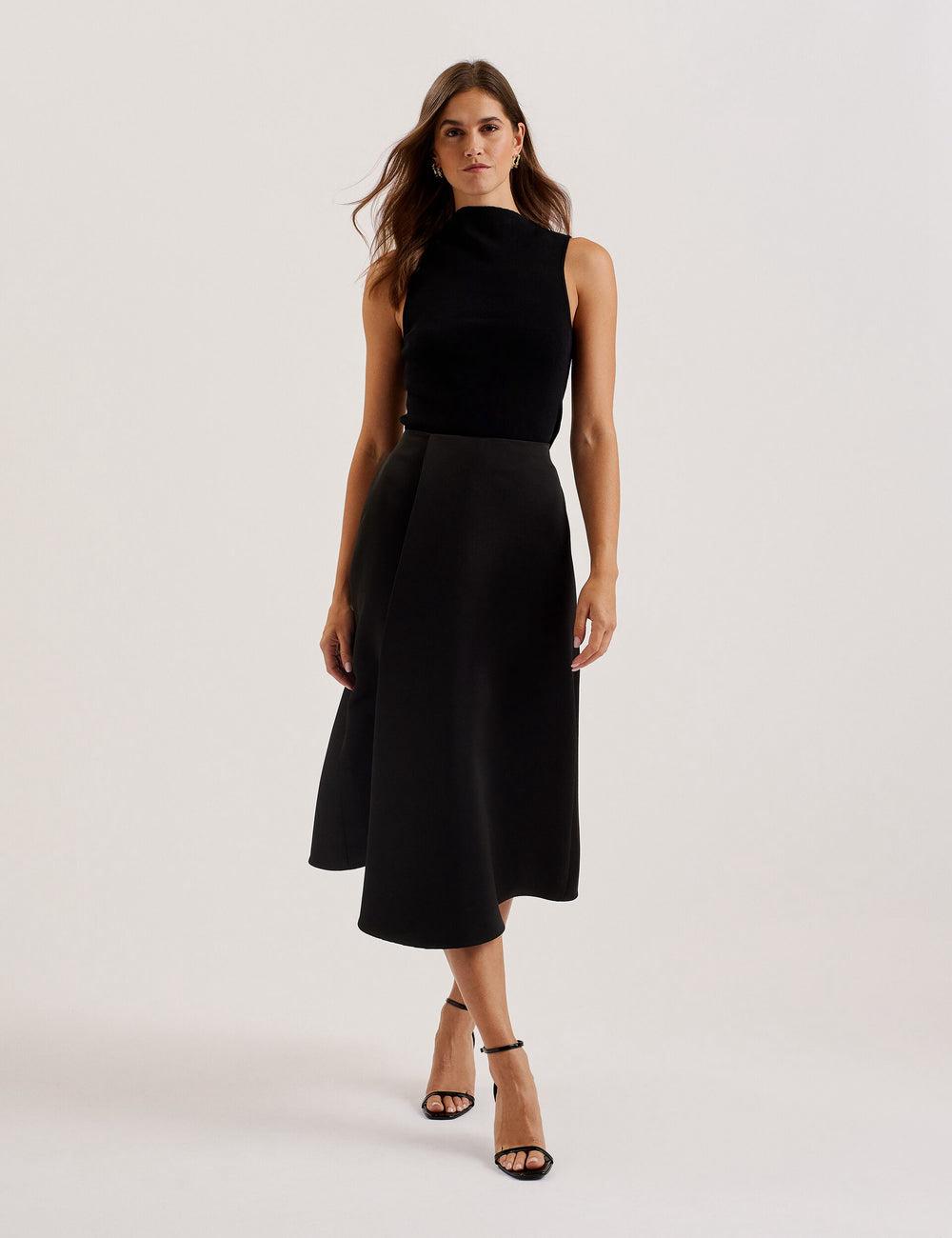 Jupes Ted Baker ERVA - Asymmetric Satin Wrap Femme Noir | Paris  31587-LUVR