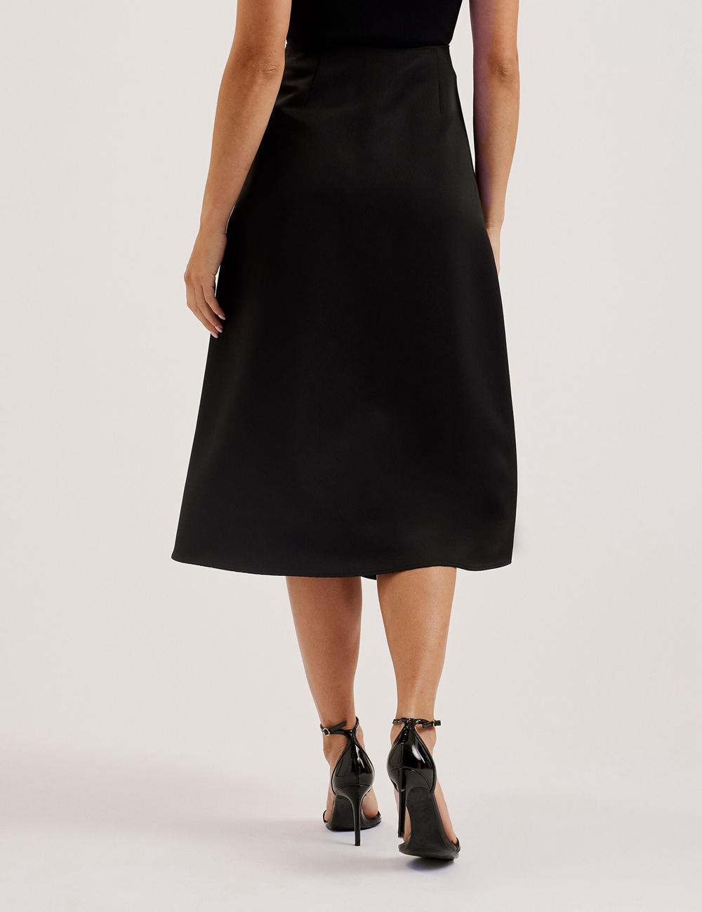 Jupes Ted Baker ERVA - Asymmetric Satin Wrap Femme Noir | Paris  31587-LUVR
