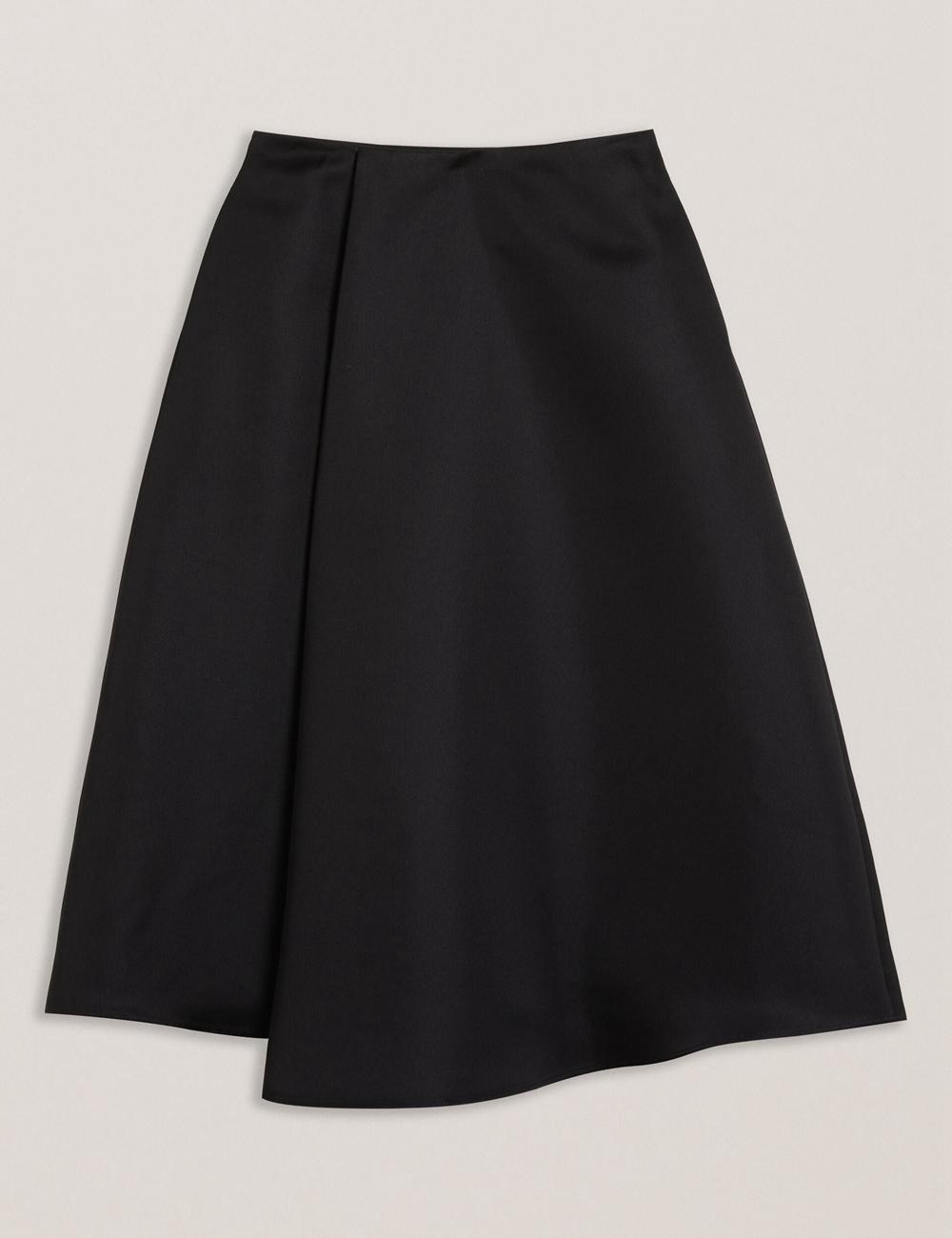 Jupes Ted Baker ERVA - Asymmetric Satin Wrap Femme Noir | Paris  31587-LUVR