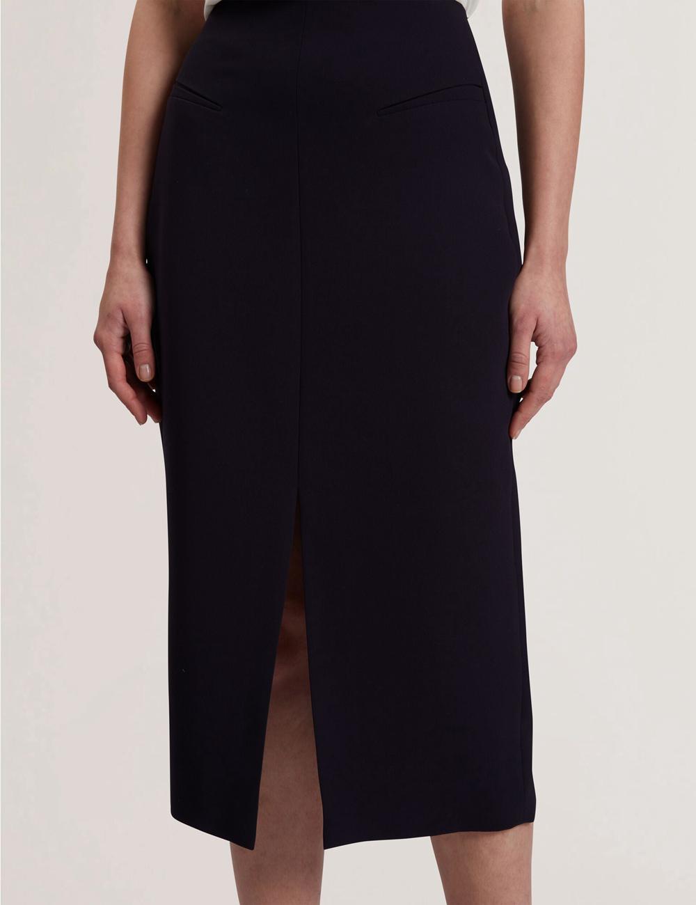 Jupes Ted Baker MANABSL - Tailored Midi Pencil Skirt With Front Split Femme Bleu Marine | Paris  46870-JURZ