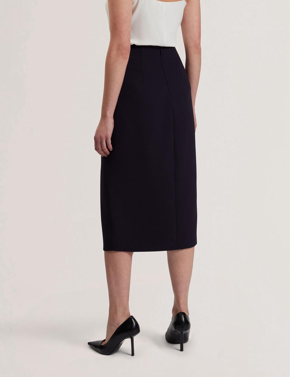 Jupes Ted Baker MANABSL - Tailored Midi Pencil Skirt With Front Split Femme Bleu Marine | Paris  46870-JURZ