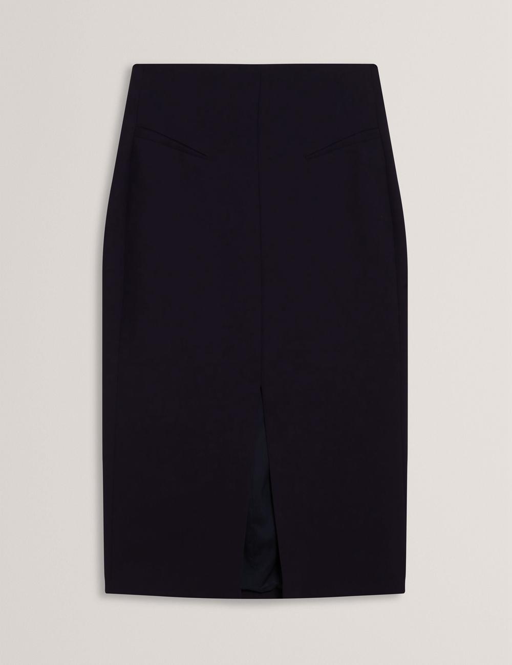 Jupes Ted Baker MANABSL - Tailored Midi Pencil Skirt With Front Split Femme Bleu Marine | Paris  46870-JURZ