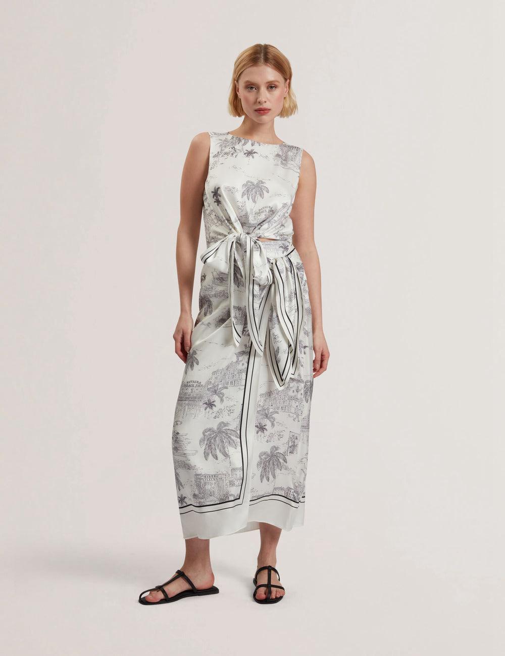 Jupes Ted Baker MELVA - Printed Detail Wrap Femme Ivory | Paris  73294-SFVZ