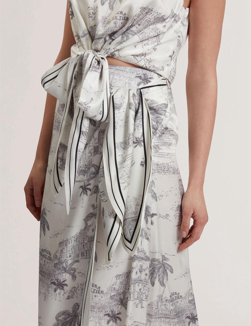 Jupes Ted Baker MELVA - Printed Detail Wrap Femme Ivory | Paris  73294-SFVZ