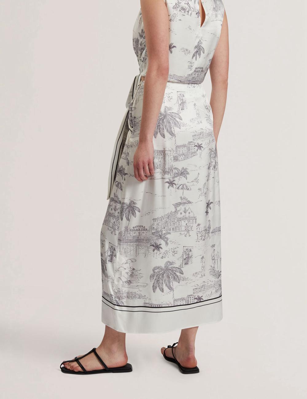 Jupes Ted Baker MELVA - Printed Detail Wrap Femme Ivory | Paris  73294-SFVZ