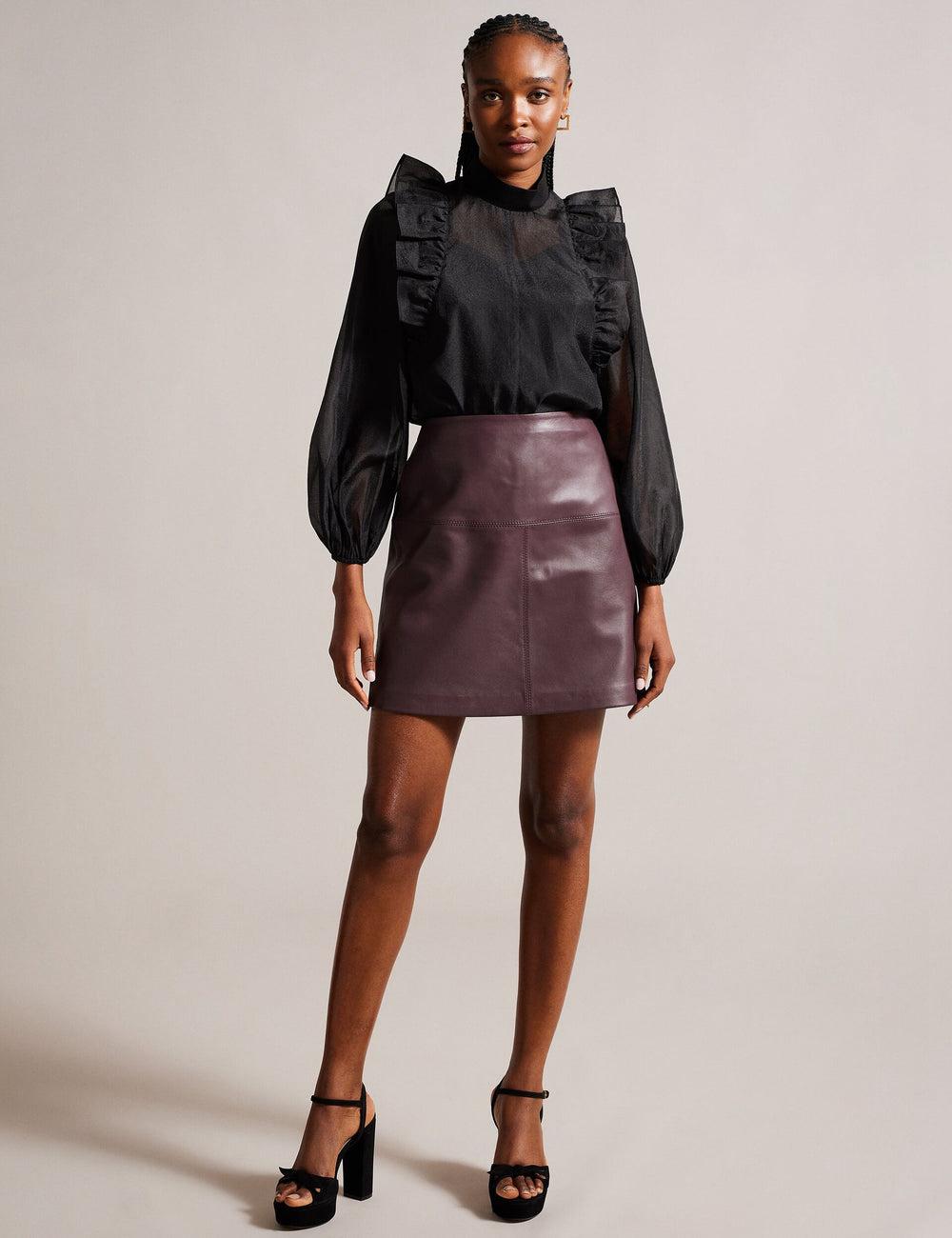 Jupes Ted Baker VALIAT - A-Line Leather Femme Rouge | Paris  40563-PHUB